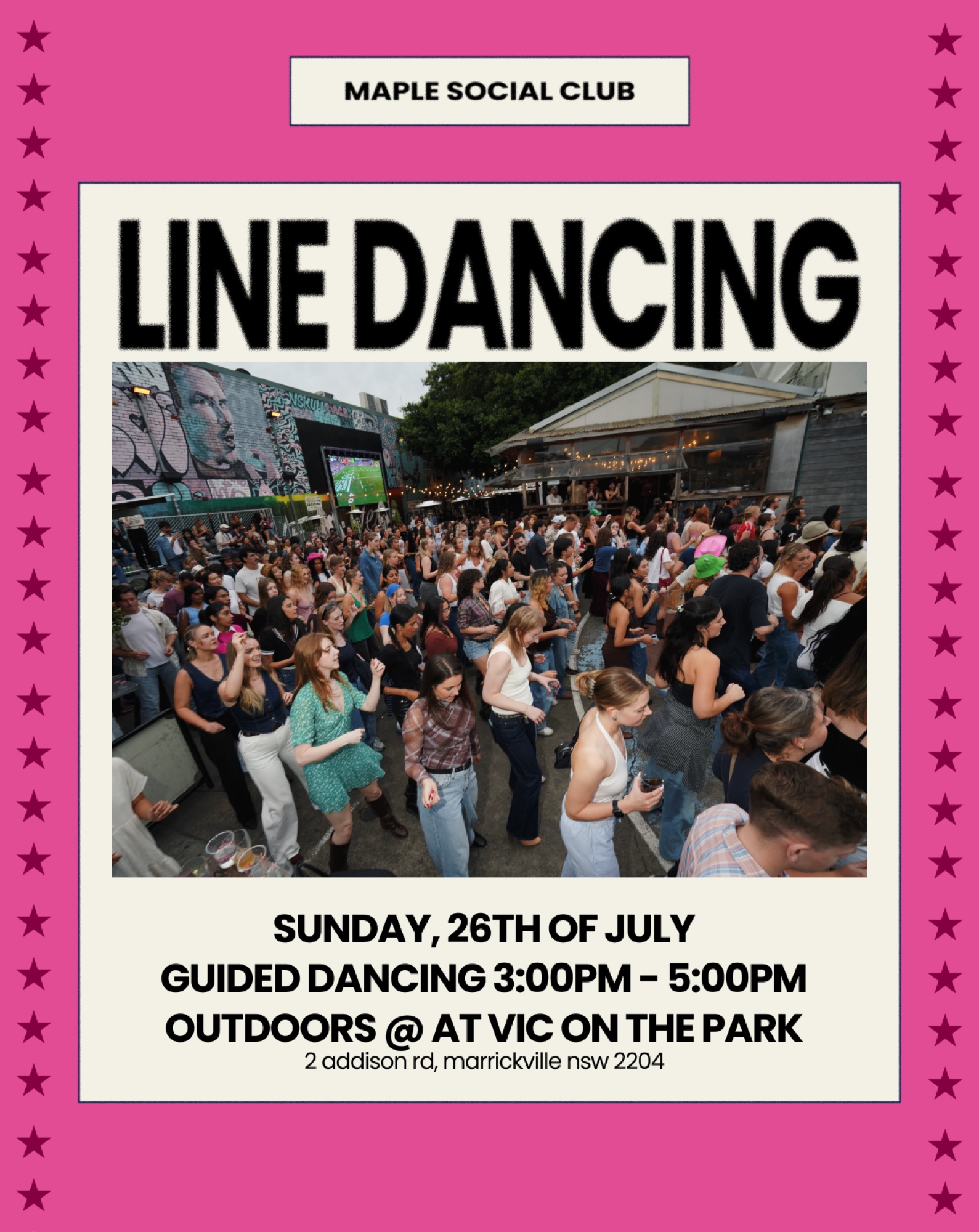 Maple Social Club – Line Dancing, Sunday 26th of July at Vic on the Park